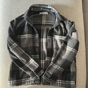 Hollister Black and Gray Lightweight Shirt Jacket